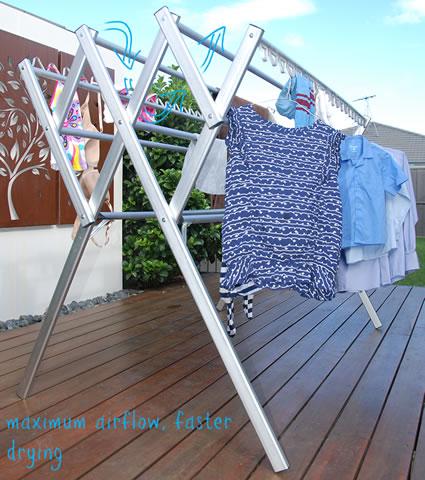 The drying rails on Hanging Stuff drying rack are spaced further apart than traditional clothes airers to allow for maximum airflow